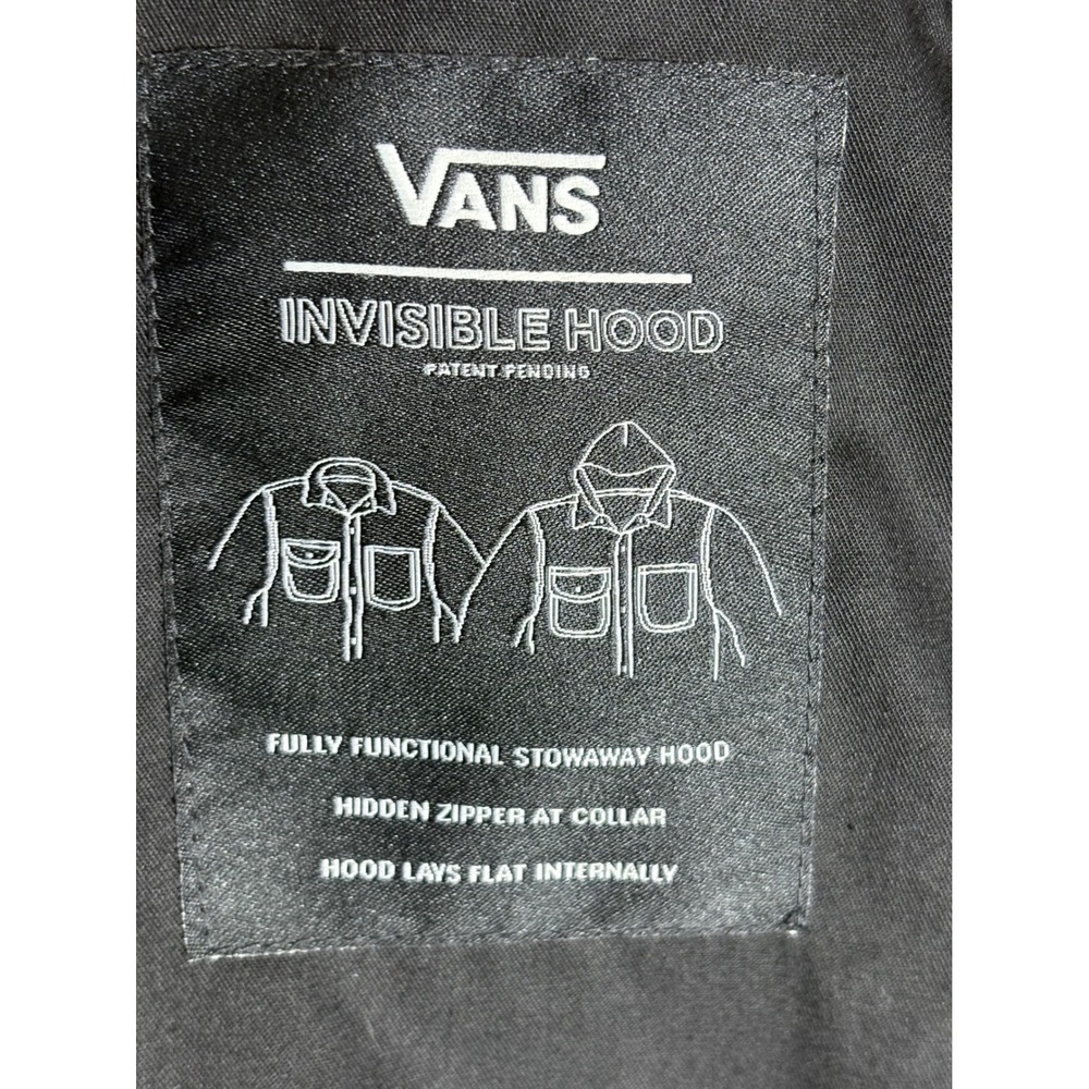 Vans Off The Wall Ripstop Field Jacket Mens Medium Grey Invisible Stowaway Hood - Picture 13 of 15